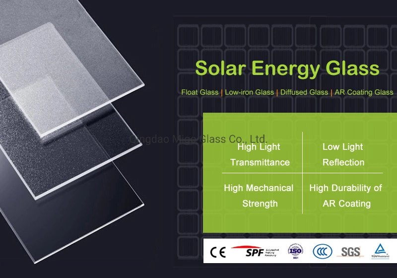 3.2mm 4mm Hight Light Transmittance Clear/Low-Iron Prismatic/Matt, Matt/Matt Ar Coating Solar Glass for Solar Panels, PV Modules, BIPV and Thermal Collectors